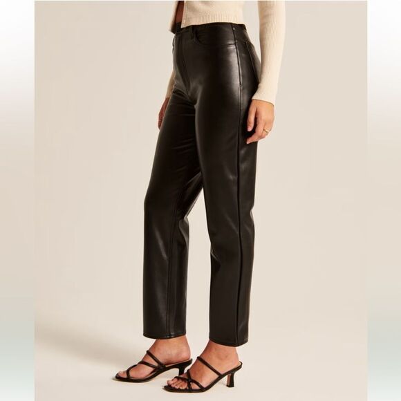 Abercrombie & Fitch Curve Love Vegan Leather Ankle‎ Straight Ultra High Rise 10 - Picture 2 of 16